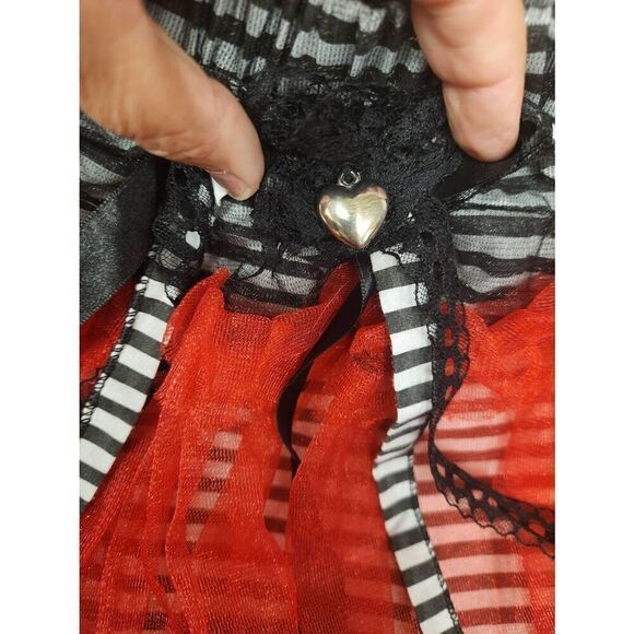 NWOT Claire's Red White Black Striped Tutu Skirt OSFA - Picture 3 of 5